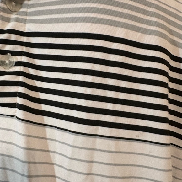 Columbia Polo Golf Men's Large‎ Omni-Wick Striped Shirt Black Gray White Polo - Picture 9 of 10